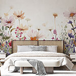 Papier peint Groupe de fleurs sur fond blanc