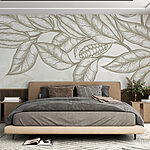 Papier peint Plante avec feuilles et haricots