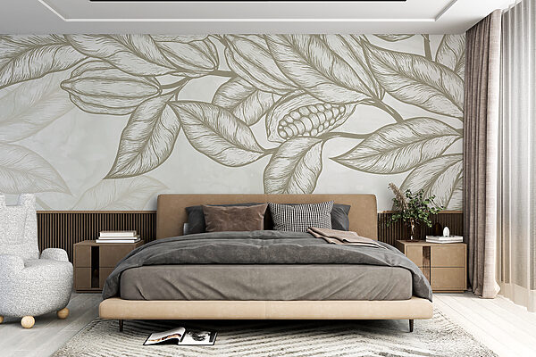 Plante avec feuilles et haricots Papier peint Plante avec feuilles et haricots