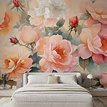 Papier peint Peinture de fleurs sur un mur