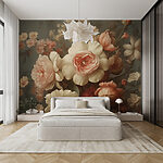 Papier peint Peinture de fleurs sur un mur
