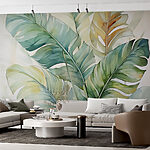 Papier peint Feuilles tropicales en style aquarelle