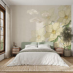 Papier peint Fleurs de crème sur fond texturé
