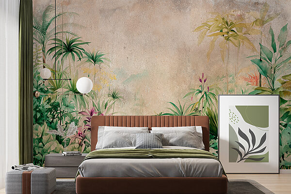 Peinture de plantes et de fleurs Papier peint Peinture de plantes et de fleurs