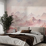 Papier peint Peinture de montagnes et de nuages