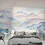 Papier peint Peinture de montagnes et de nuages