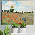 Tableaux Peinture de personnes marchant dans un champ de fleurs
