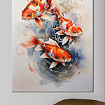 Tableaux Groupe de poissons orange et blancs