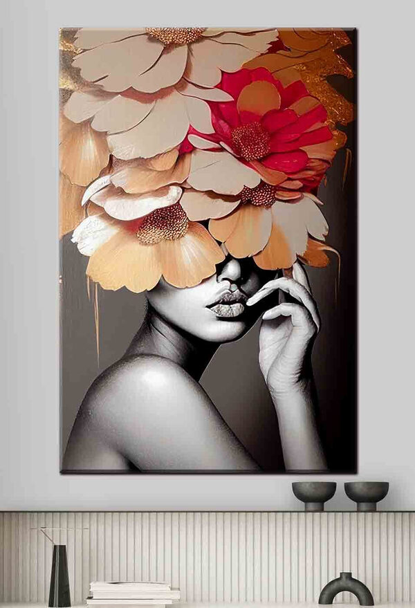 Femme avec des fleurs sur la tête Tableaux Femme avec des fleurs sur la tête