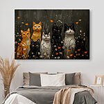 Tableaux Groupe de chats dans un champ de fleurs