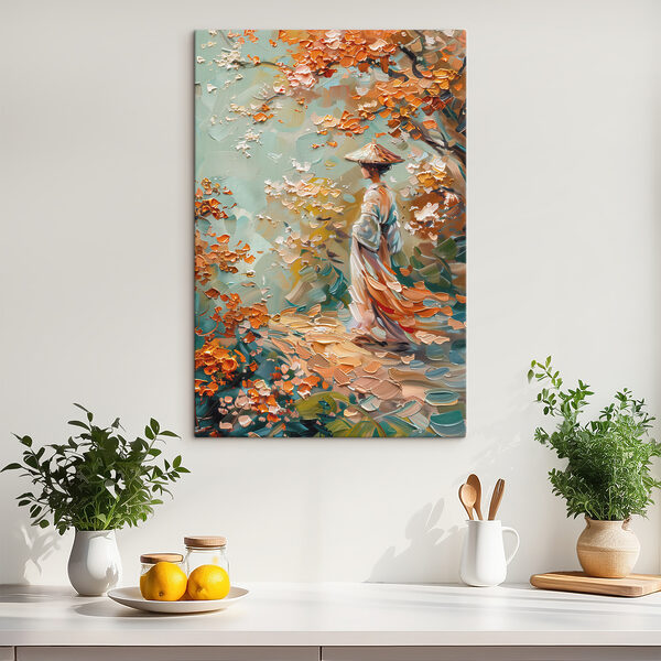 Peinture d'une femme marchant dans un parc Tableaux Peinture d'une femme marchant dans un parc