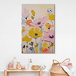 Tableaux Peinture de fleurs sur une surface blanche
