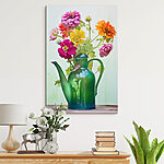 Tableaux Théière verte avec fleurs colorées