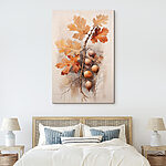 Tableaux Glands et feuilles sur une branche sur fond blanc