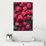 Tableaux Tas de framboises avec des feuilles