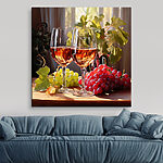 Tableaux Deux verres de vin à côté de raisins