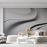 Papier peint Lignes courbes blanches et grises