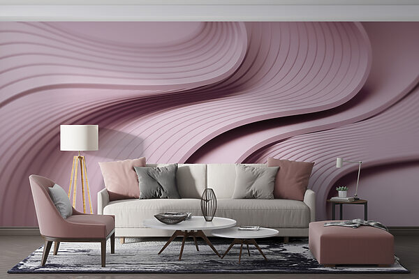 Lignes ondulées roses et blanches Papier peint Lignes ondulées roses et blanches