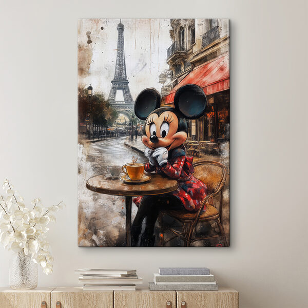 Personnage de bande dessinée assis à une table avec une tasse de thé Tableaux Personnage de bande dessinée assis à une table avec une tasse de thé