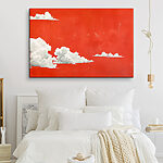 Tableaux Nuages blancs sur fond rouge