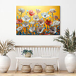 Tableaux Groupe de fleurs sur fond jaune