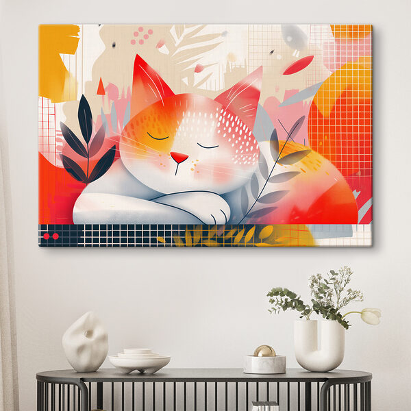 Sieste rêveuse d'un chat aux couleurs de l'automne Tableaux Sieste rêveuse d'un chat aux couleurs de l'automne
