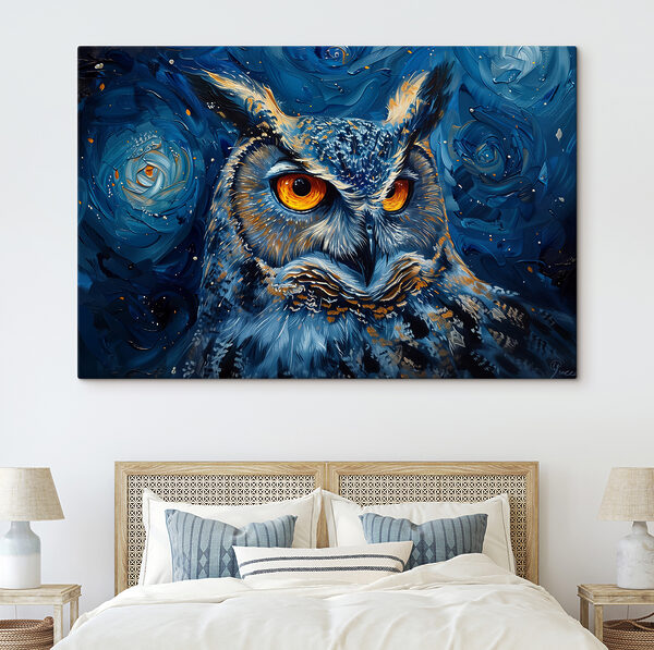 Un hibou aux yeux orange Tableaux Un hibou aux yeux orange