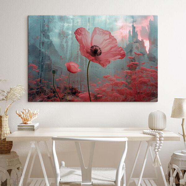 Fleurs roses dans un champ Tableaux Fleurs roses dans un champ