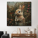Tableaux Lapin dans un champ de fleurs