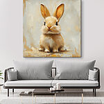 Tableaux Lapin en peluche sur toile de fond.