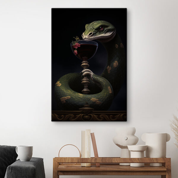 Serpent tenant un verre de vin Tableaux Serpent tenant un verre de vin