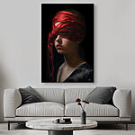 Tableaux Femme avec un foulard rouge sur les yeux