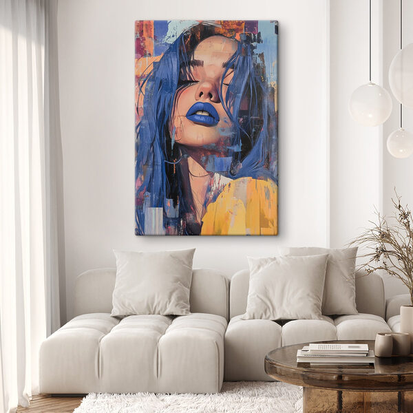Femme aux cheveux et au rouge à lèvres bleus Tableaux Femme aux cheveux et au rouge à lèvres bleus