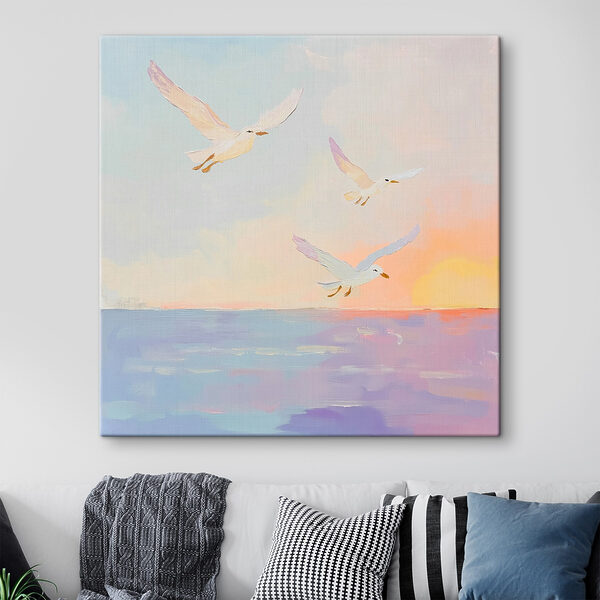 Peinture d'oiseaux volant au-dessus de l'eau Tableaux Peinture d'oiseaux volant au-dessus de l'eau
