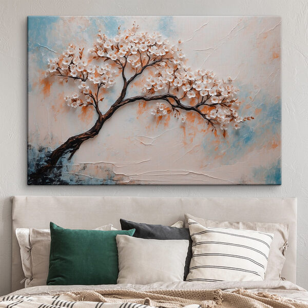 Peinture d'un arbre avec des fleurs blanches Tableaux Peinture d'un arbre avec des fleurs blanches