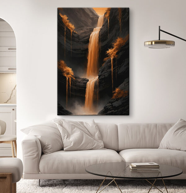 Cascade dans une zone rocheuse Tableaux Cascade dans une zone rocheuse