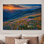 Tableaux Champ de fleurs sur une montagne