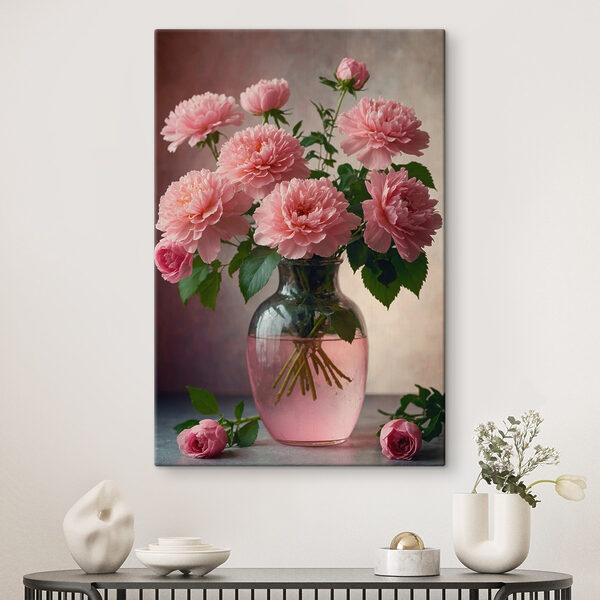 Vase avec fleurs roses Tableaux Vase avec fleurs roses