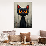 Tableaux Canvas prints Black cat with orange eyes