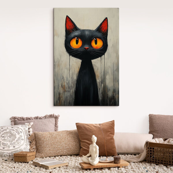 Canvas prints Black cat with orange eyes Tableaux Canvas prints Black cat with orange eyes