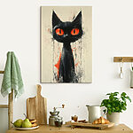 Tableaux Chat noir aux yeux rouges