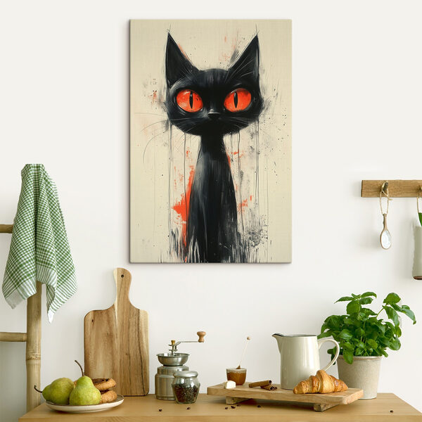 Chat noir aux yeux rouges Tableaux Chat noir aux yeux rouges