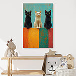 Tableaux Groupe de chats assis sur un mur