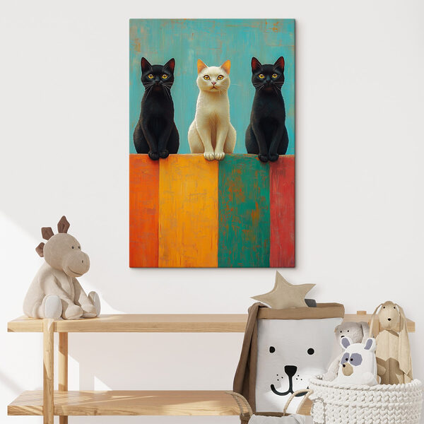 Groupe de chats assis sur un mur Tableaux Groupe de chats assis sur un mur