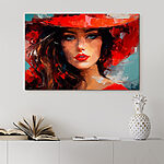 Tableaux Peinture d'une femme portant un chapeau rouge
