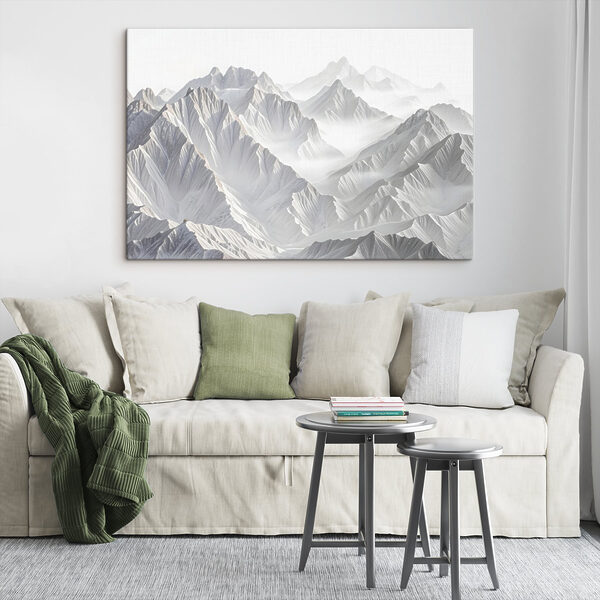 Chaîne de montagnes enneigées avec nuages Tableaux Chaîne de montagnes enneigées avec nuages