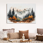 Tableaux Peinture d'une forêt et de montagnes