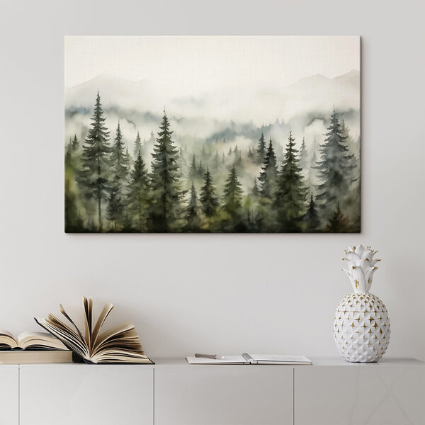 Forêt brumeuse avec des arbres Tableaux Forêt brumeuse avec des arbres