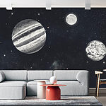Papier peint Des planètes dans l'espace avec des étoiles