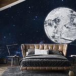 Papier peint Lune dans l'espace avec des étoiles